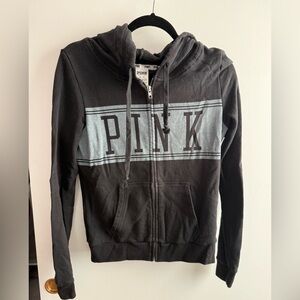 Black and Gray Hoodie with PINK Logo